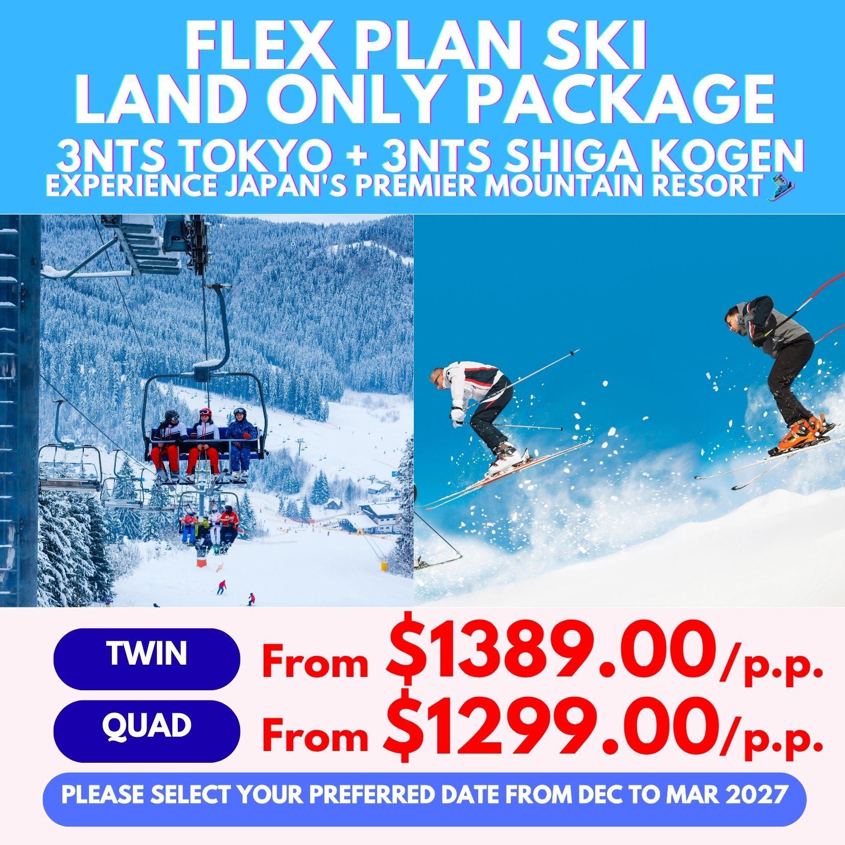 New Package Tour] ⛷️Flex Plan Ski - Land Only Package🎿 | Hot